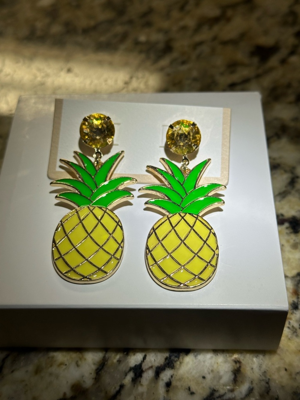 Pineapple Drop Earrings in Yellow and Green
